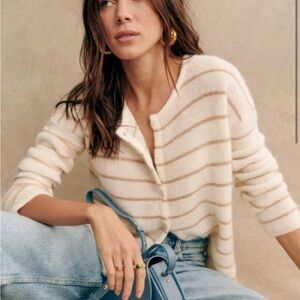 Sezane Gaspard Cardigan - ecru/gold